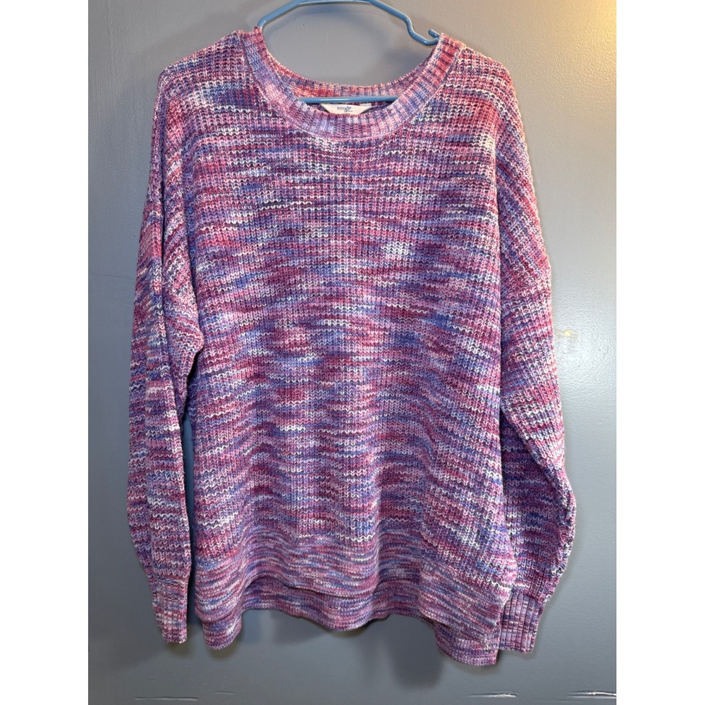Terra & Sky Mens Purple Space Dye Knit Crewneck Sweater 0X 14W TS14100095141SDL